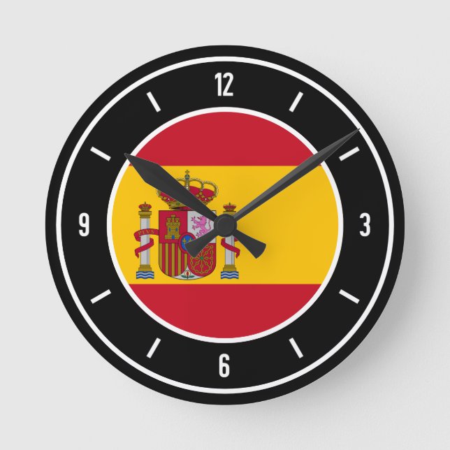 Spanische Flagge Runde Wanduhr (Vorderseite)