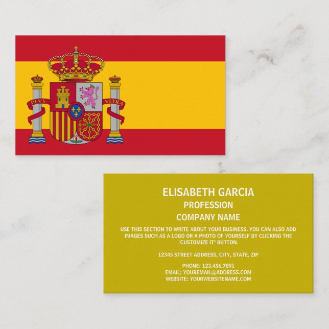 Spanische Flagge und Wappen, Flagge Spaniens Visitenkarte (Vorne/Hinten)