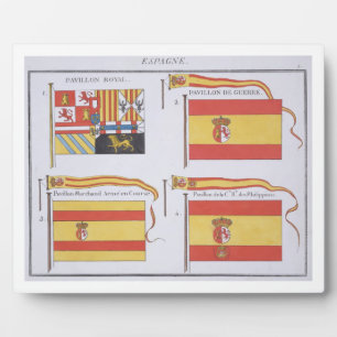 Spanische Flaggen, aus einem französischen Flaggen Fotoplatte