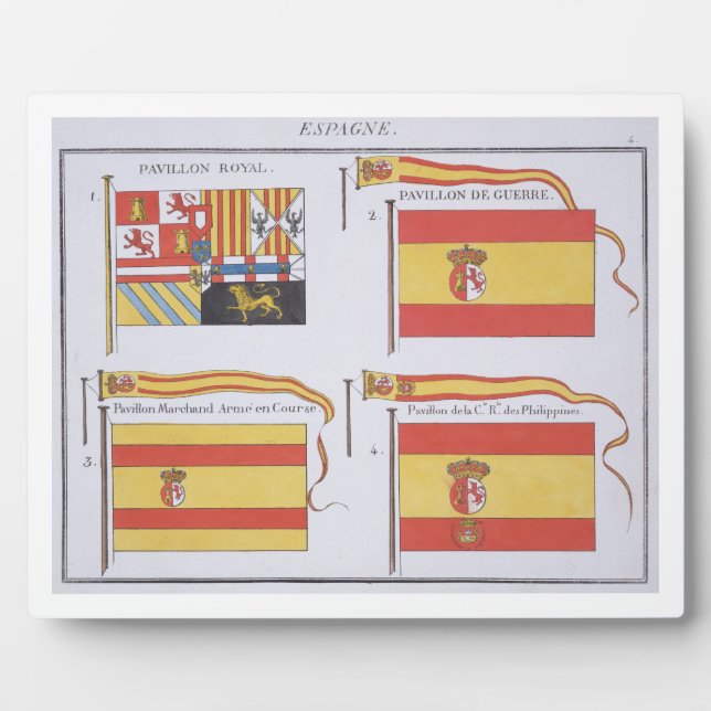 Spanische Flaggen, aus einem französischen Flaggen Fotoplatte (Vorderseite)