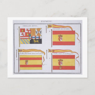 Spanische Flaggen, aus einem französischen Flaggen Postkarte
