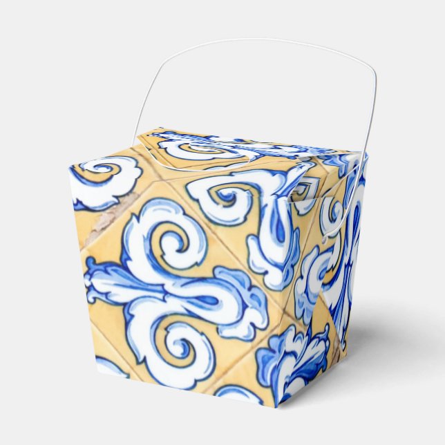 Spanische Fliesen - Azulejo Blau, Gelb und Weiß Geschenkschachtel (Vorderseite)