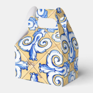 Spanische Fliesen - Azulejo Blau, Gelb und Weiß Geschenkschachtel