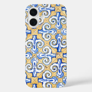 Spanische Fliesen - Azulejo Blau, Gelb und Weiß iPhone 16 Hülle