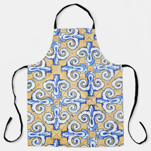 Spanische Fliesen - Azulejo Blau, Gelb und Weiß Schürze