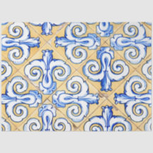 Spanische Fliesen - Azulejo Blau, Gelb und Weiß