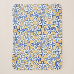 Spanische Fliesen - Azulejo Blau, Gelb und Weiß Sherpadecke