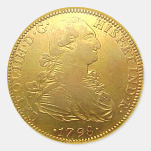 Spanische Golddublone-runder Aufkleber