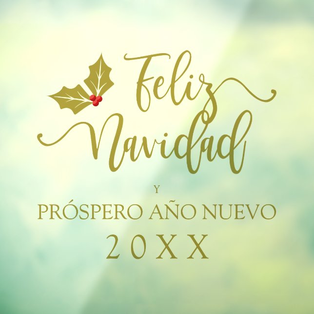 Spanische Goldfeliz Navidad Whimsiktypografie Fensteraufkleber (Blatt 3)