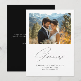 Spanische Gracias Elegante Kalligrafie Hochzeit Dankeskarte