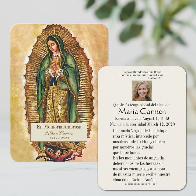 Spanische Guadalupe Mary Beerdigung Gebete Heilige Platzkarte (Von Creator hochgeladen)