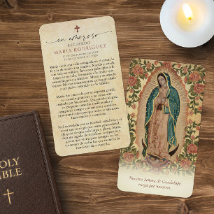 Spanische Guadalupe Trauer Beileid Gebetskarte