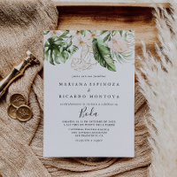 Spanische Hochzeit in Gold Tropical Foliage