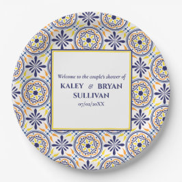 Spanische Hochzeit in Yellow Tile V3 Pappteller