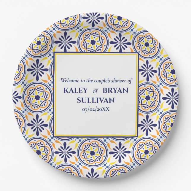 Spanische Hochzeit in Yellow Tile V3 Pappteller (Vorderseite)