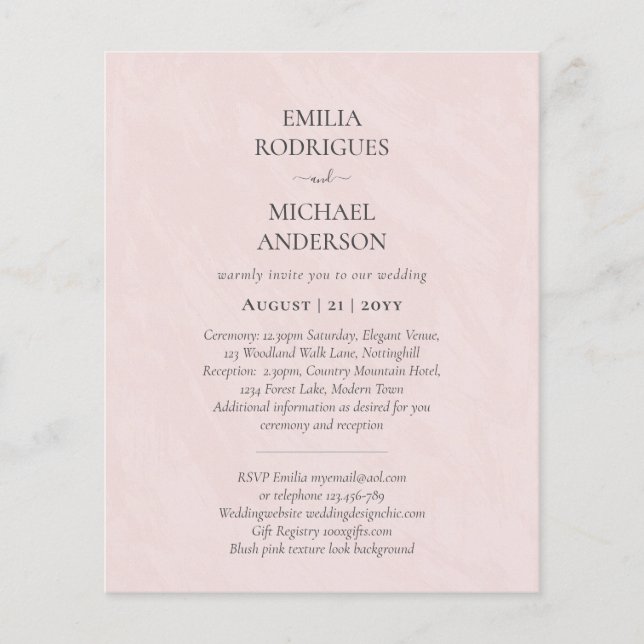Spanische Hochzeit lädt BILINGUAL Budget Boda ein Flyer (Vorne)