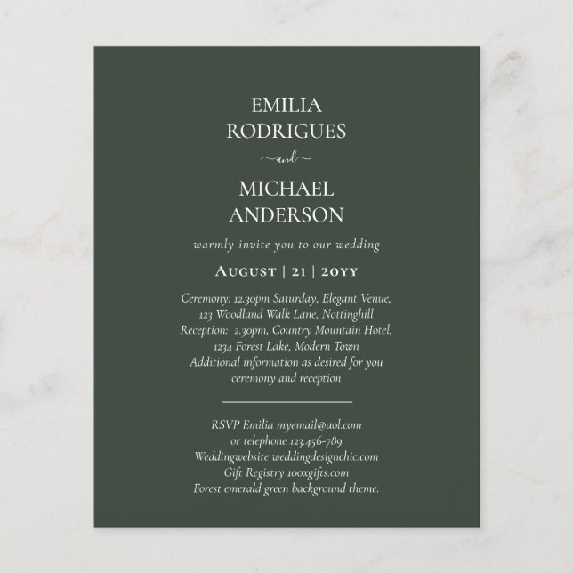 Spanische Hochzeit lädt BILINGUAL Budget Boda ein Flyer (Vorne)