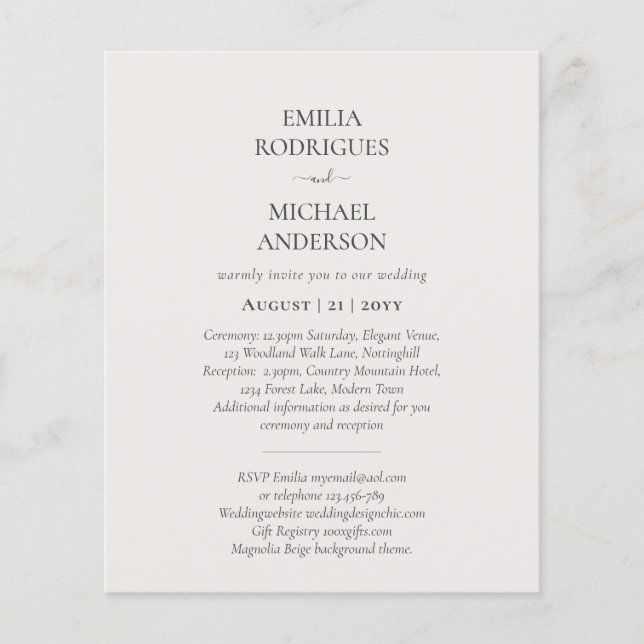 Spanische Hochzeit lädt BILINGUAL Budget Boda ein Flyer (Vorne)