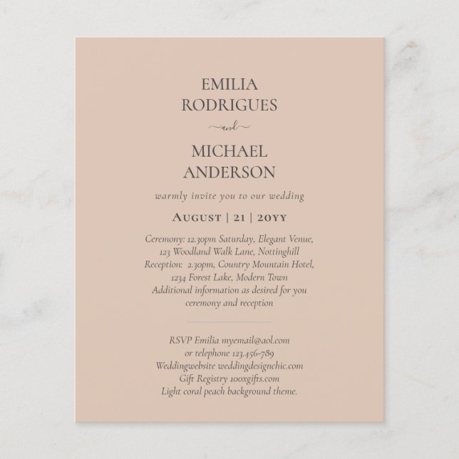 Spanische Hochzeit lädt BILINGUAL Budget Boda ein Flyer (Vorne)