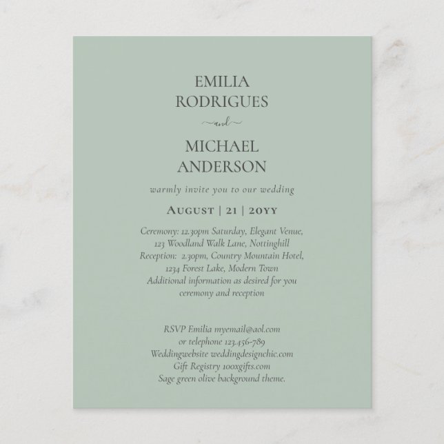 Spanische Hochzeit lädt BILINGUAL Budget Boda ein Flyer (Vorne)