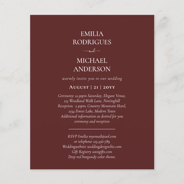 Spanische Hochzeit lädt BILINGUAL Budget Boda ein Flyer (Vorne)