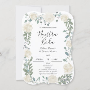 Spanische Hochzeit mit weißer Blüte Einladung