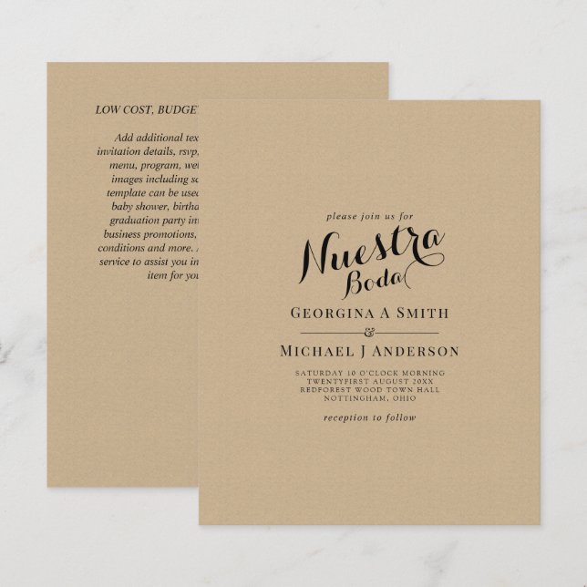 Spanische Hochzeit mit zweisprachiger Boda-Hochzei (Vorne/Hinten)