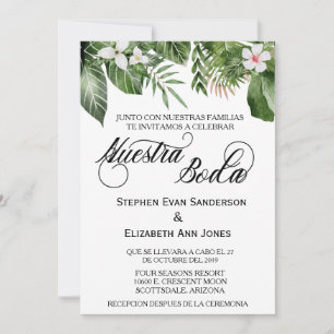Spanische Hochzeit Tropische Blätter Unsere Hochze Einladung