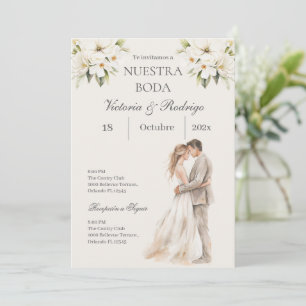 Spanische Hochzeitseinladung mit Blumenmotiv Einladung