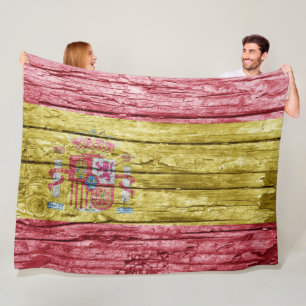 Spanische Holzflagge Fleecedecke