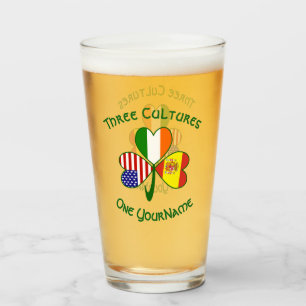 Spanische Irische Amerikanische Flaggen Kleeblatt Glas