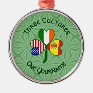 Spanische Irische Amerikanische Flaggen Kleeblatt  Ornament Aus Metall