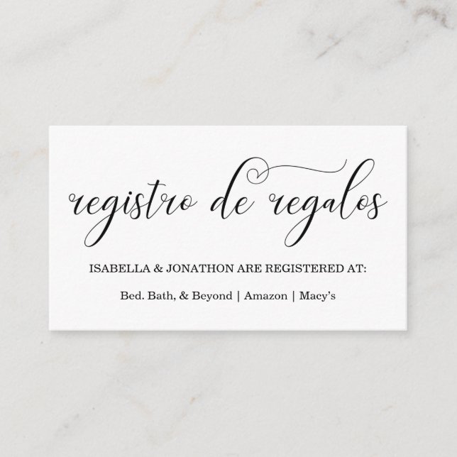Spanische Kalligraphie-Registrierungskarte Begleitkarte (Vorderseite)
