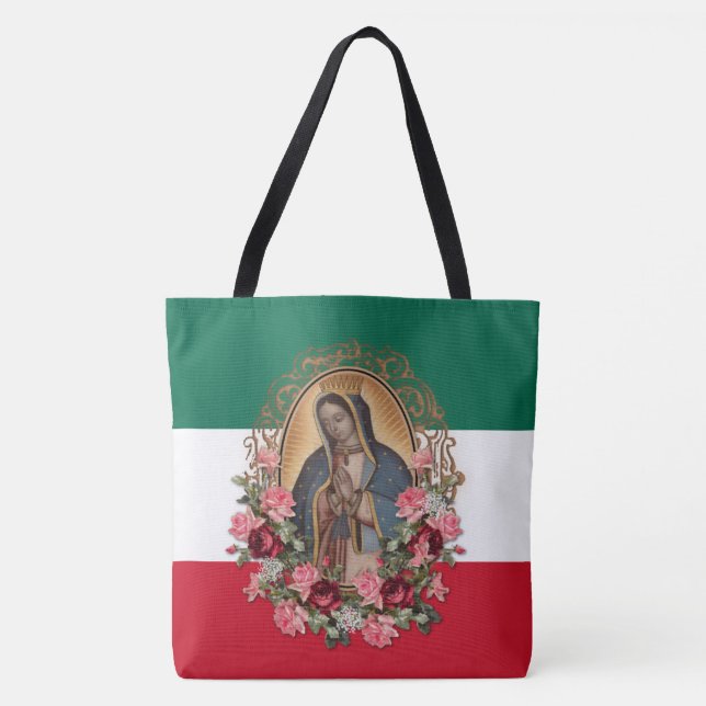 Spanische Lady von Guadalupe Mexikanische Flagge R Tasche (Vorderseite)