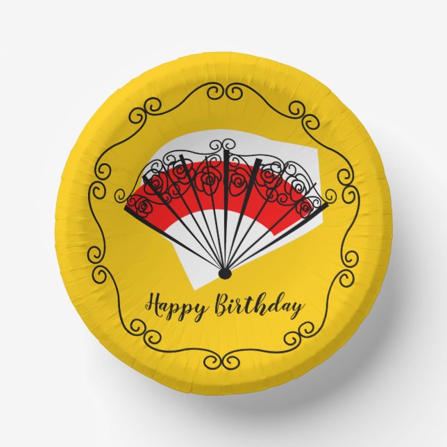 Spanische Lüftergrenze Geburtstag Pappteller (Vorderseite)