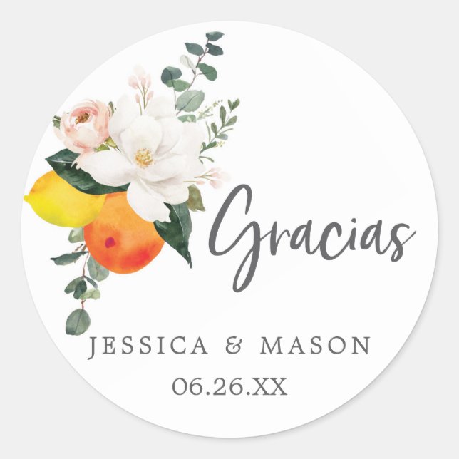Spanische Magnolia Citrus Gefälte Stickers (Vorderseite)