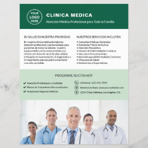 Spanische Medizin Klinik Arzt Logo QR Grün Flyer