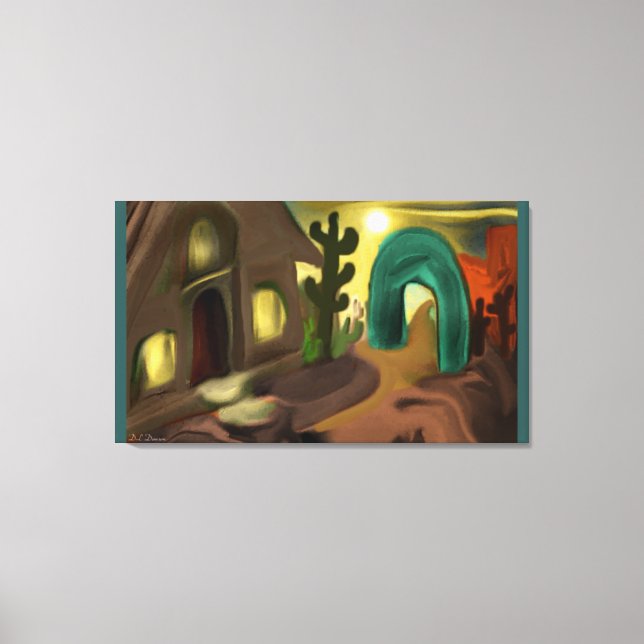 Spanische Mission Südwestliche Abstrakte Kunst Leinwanddruck (Vorderseite)