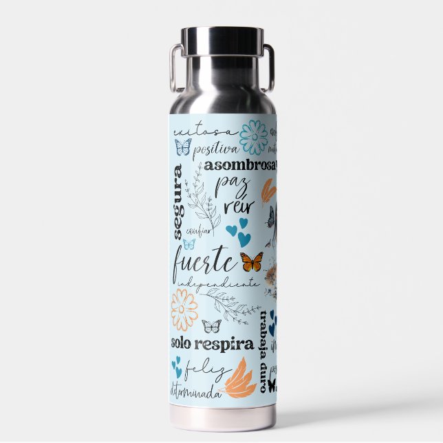 SPANISCHE Motivierend Affirmation Wasser Flasche (Vorne)