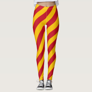 Spanische Nationalflaggenfarben diagonal gestreift Leggings