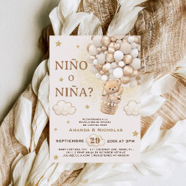 Spanische Nino o Nina Bear Gender Reveal Einladung