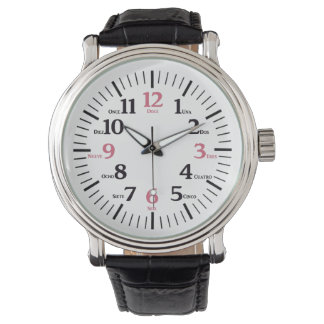 Spanische Numerale (Schwarzer Schriftart) Armbanduhr