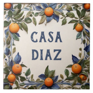 Spanische Orangen Zollhaus Namensschild Fliese