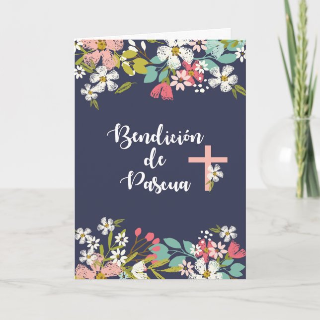 Spanische Ostersegnung mit Blume zur Marine Karte (Vorderseite)