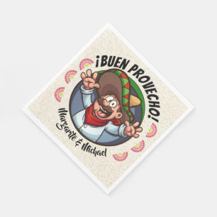 Spanische Partyartikel "Buen Provecho" aus Papier Serviette