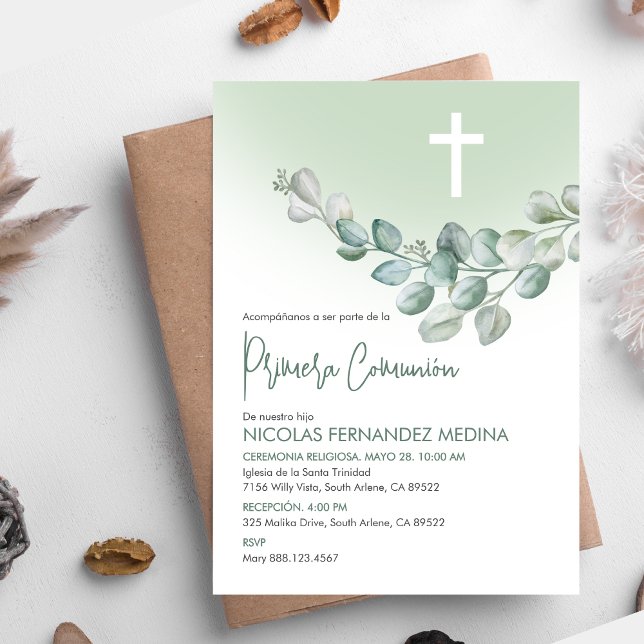 Spanische Primera Comunion Katholische Erste Kommu Einladung (Von Creator hochgeladen)