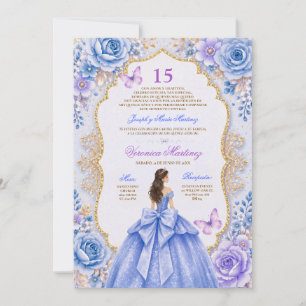 Spanische Quinceañera Blaue Prinzessinnenrobe 15 J Einladung