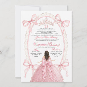 Spanische Quinceañera-Einladung der Pink Bow Princ Einladung