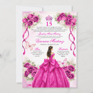 Spanische Quinceañera Fuchsia Magenta 15 Jahre Flo Einladung
