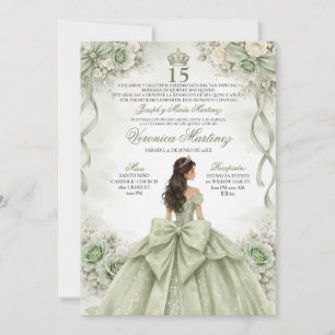 Spanische Quinceañera Sage Green Prinzessin 15 Jah Einladung
